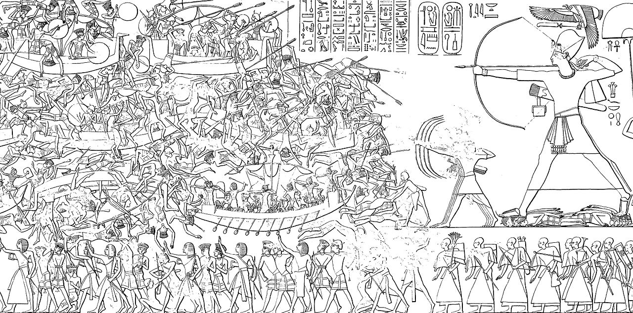 Imagen de los Pueblos del Mar y el ejército de Ramsés III